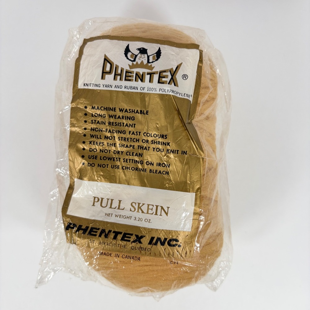 Phentex Knitting Yarn Pull Skein 100% Polypropylene Golden Tan 3.2oz Canada